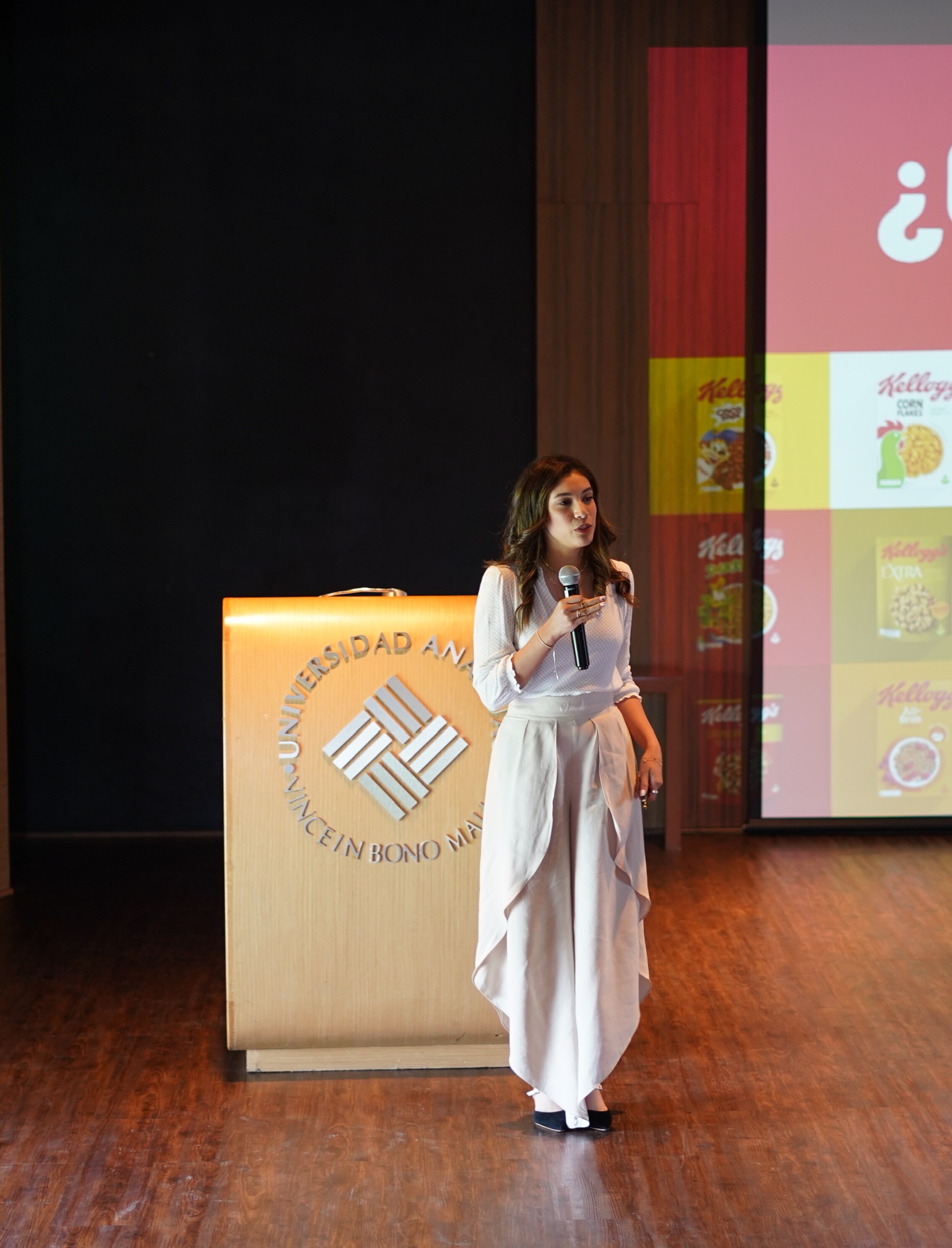 Sofia on Stage While Speaking to Employees